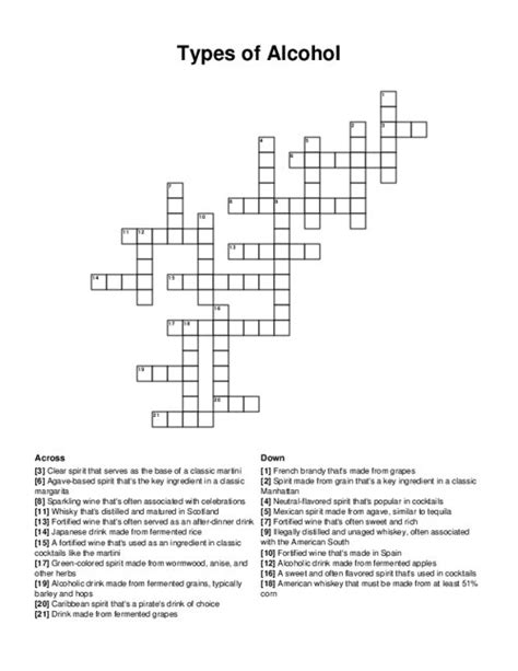 liquor variety crossword clue|liquor varieties crossword.